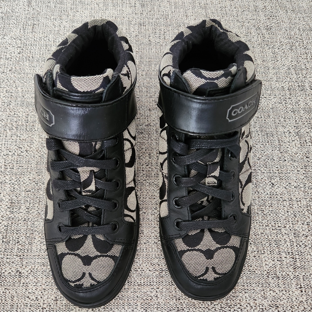 Coach Zoey Black Logo Sneakers in Size 6